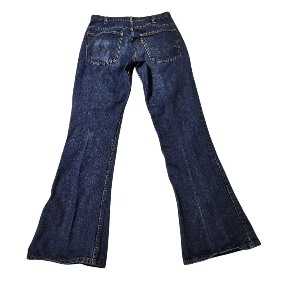 Vintage 70s Levi's 563 Orange Tab Flare Leg Talon Brass Zipper Jeans Size 29x31